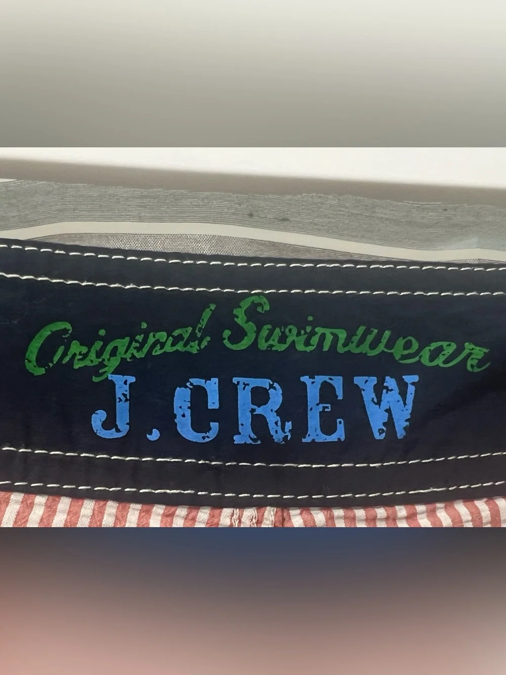 J. Crew Striped Pink Seersucker Cargo Swim Shorts- Men’s Original Swimwear